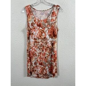 Logo Layers Abstract Floral Tunic Tank Top Size S Sleeveless Rayon Spandex